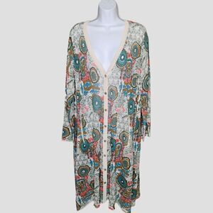 Women's long sleeve button front Duster Cardigan size large